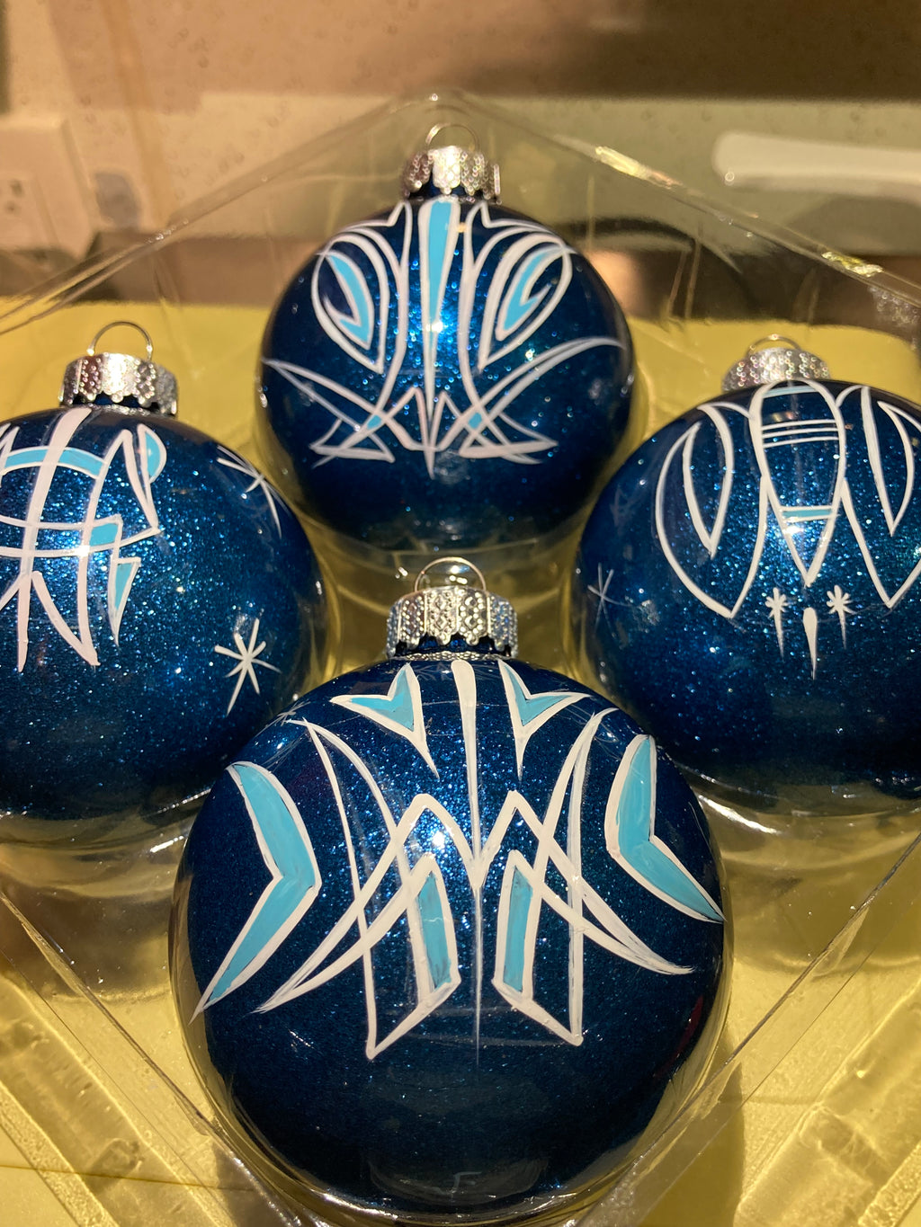 Ornament Blue glitter set